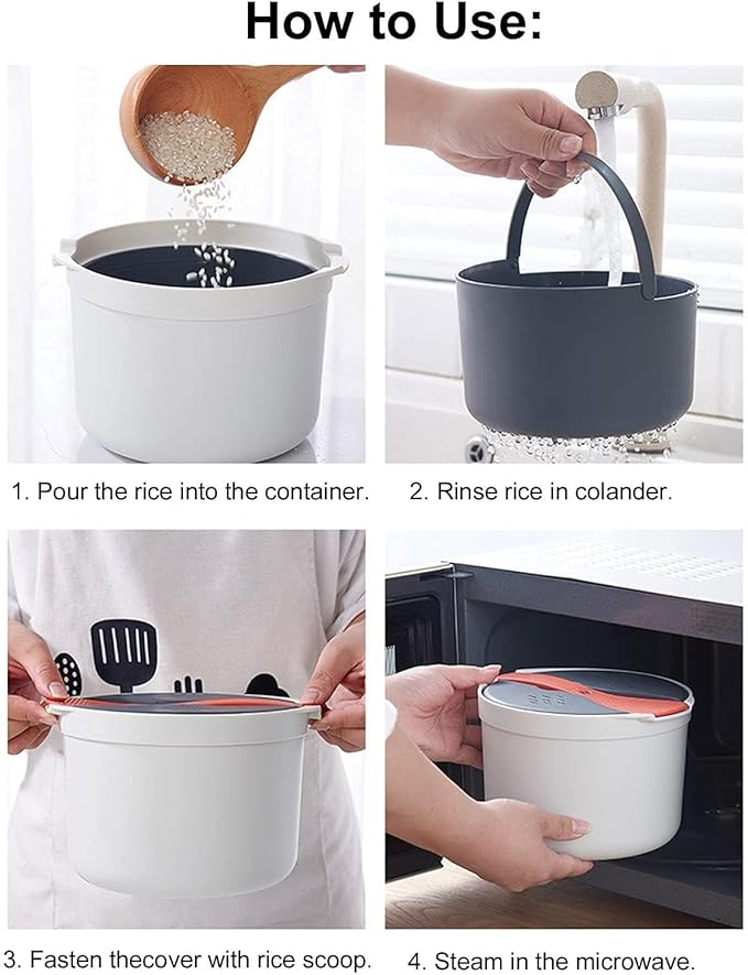Microwave Rice Cooker 2-Layer Microwave Vegetable Steamer Non-stick 2L Rice Steamer &amp Pasta Cooker With Strainer Dishwasher Safe Microwave Steamer For Pasta Potatoes Vegetables(Orange)