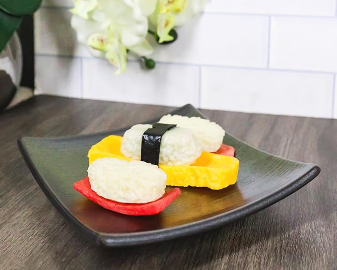 Ebros Gift Iron Black Clay Underglaze Technique Tetsu Kesho Porcelain Dinnerware Kitchen Set Asian Japanese Restaurant Supply (Pack Of 5 Square Appetizer Dessert Salad Plates)