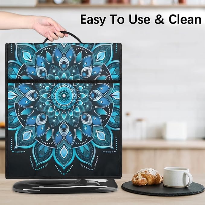 cfpolar Kitchen Aid Mixer Cover Compatible with 6-8 Quarts Ethnic Mandala Blue Floral Stand Mixer Cover Kitchen Aid Mixers Accessories Appliance Organizer Bag Dust Covers with Zipper Pocket