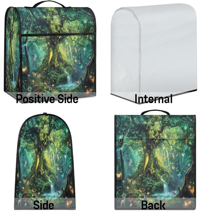cfpolar Kitchen Aid Mixer Cover Compatible with 6-8 Quarts Tree Of Life Butterfly Green Stand Mixer Cover Kitchen Aid Mixers Accessories Appliance Organizer Bag Dust Covers with Zipper Pocket