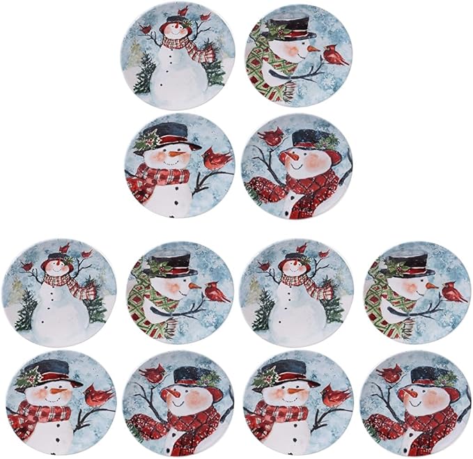 Certified International Watercolor Snowman DinnerwareDishware Red Medium (Pack of 3)