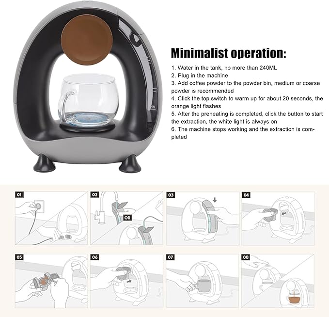Small Coffee Maker Mini Drip Coffee Maker with 240ml Water Tank Constant Temperature Coffee Machine for Home and Office