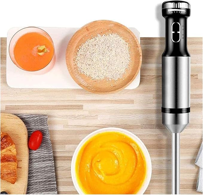 Immersion Hand Blender 6-in-1 Stick Blender Set with an Electric Stainless Steel Mixer an Egg Whisk Food Chopper and Beaker Container Great for Making Vegetable Meat Smoothies Sauces and