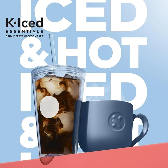 KeurigK -Express Essentials Plus Iced &amp Hot Single Serve Brewer Adjustable Temp Brew Over Ice Pods Compatible Coffee Maker (White)