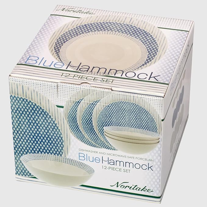 Noritake Blue Hammock 12-Piece Coupe Dinnerware Set Service for 4
