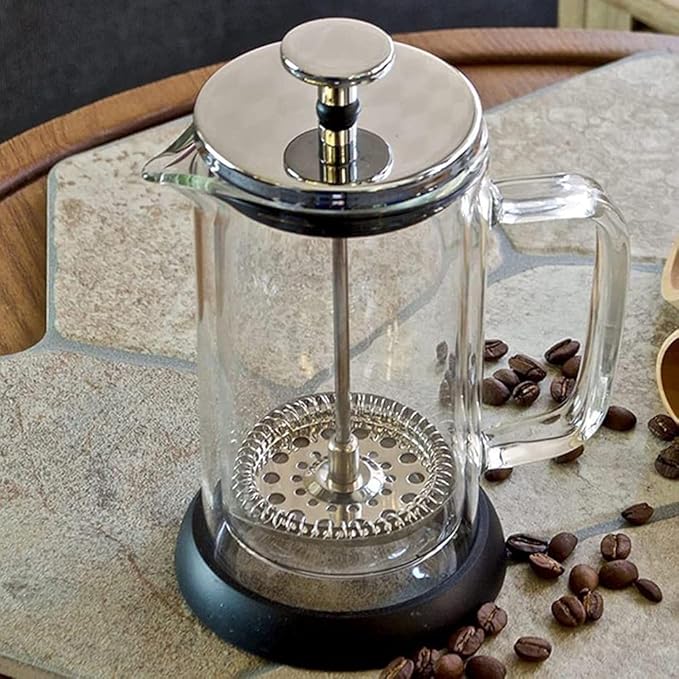 French press coffee maker(1000ml)stainless steelHigh borosilicate glassFour layer filtration systemno grounds
