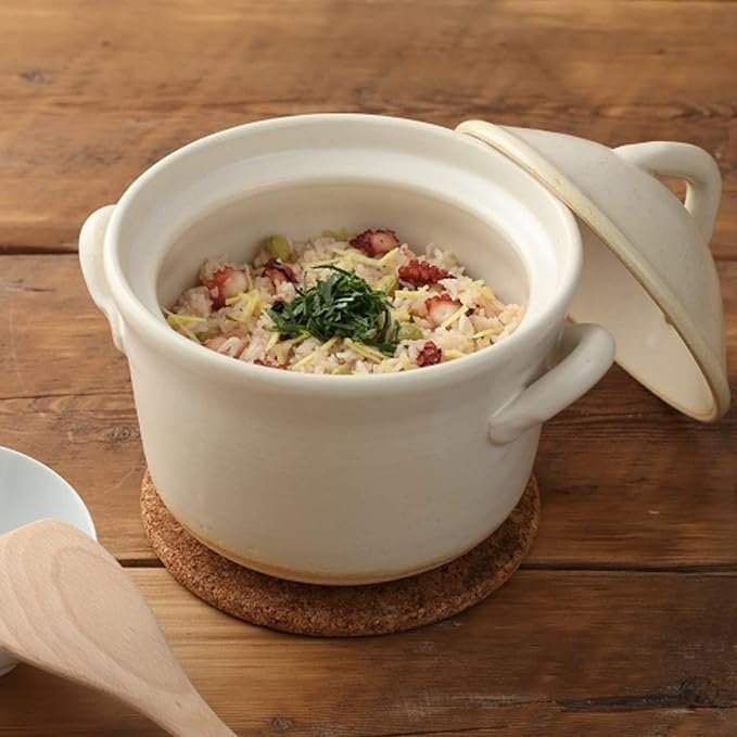 Japanese Donabe Cocer Rice Cooking Pot 3 Go 2200cc White