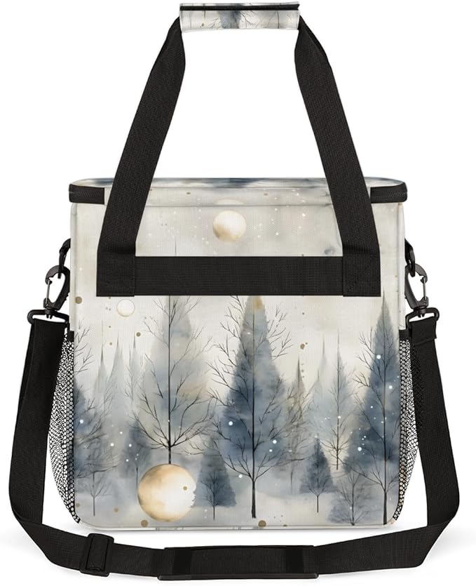 Xmas Tree Coffee Maker Carrying Bag Abstract Tree Travel Storage Bag Compatible with K-Mini or K-Mini Plus Single Serve Coffee Brewer Carrying Case with Multiple Pockets &amp Shoulder Strap