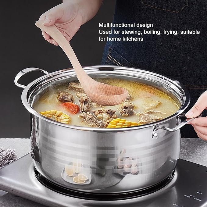 3PCS Pot Set with Even Heat DistributionStainless Steel Cookware Set for Soup Stock Simmer Pot Ideal for Cooking Boiling Stewing