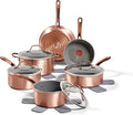 T-fal Preserve Ceramic Non stick Cookware Set 13-Piece Oven &amp Broiler Safe up to 350°F Includes Stockpot Saucepans Frying Pans Protectors Pots and Pans Rose Gold