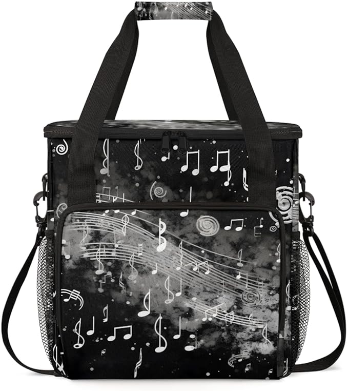 Beat Notes Coffee Maker Carrying Bag Active Music Symbol Travel Storage Bag Compatible with K-Mini or K-Mini Plus Single Serve Coffee Brewer Carrying Case with Multiple Pockets &amp Shoulder Strap