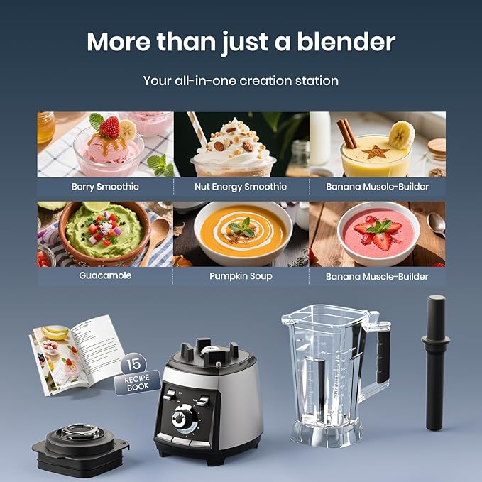 Blenders for kitchen 1800W Smoothie Blender Professional High Speed Countertop Blender with Stainless Steel Blades 68-oz. Pitcher Ice Crushing &amp Frozen Fruit BPA Free Silver