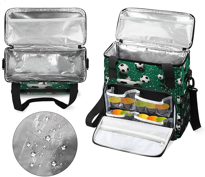 Colorful Soccer Coffee Maker Carrying Bag Glitter Soccer Travel Storage Bag Compatible with K-Mini or K-Mini Plus Single Serve Coffee Brewer Carrying Case with Multiple Pockets &amp Shoulder Strap