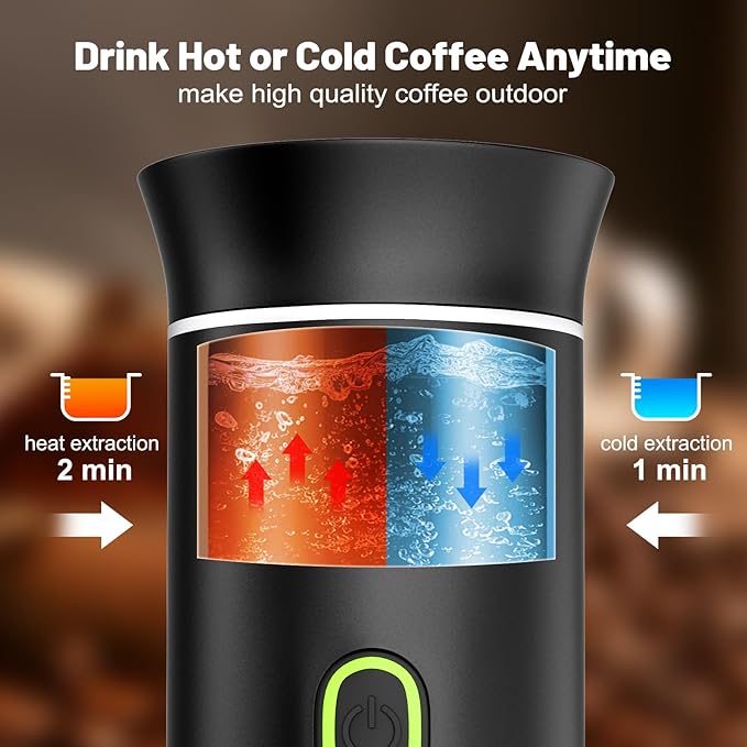 Portable Battery Espresso Coffee Maker for Travel 20 bar Mini Car Espresso Machines 3-in-1 Self-Heating Electric Espresso Maker USB-C Ground Coffee &amp Capsule Pod(Ns&ampDG) RV Hiking Office