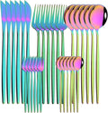 pureza 30Pcs Stainless Steel Black Gold Dinnerware Set - Cutlery Set For Kitchen &amp Dining Table(Rainbow)