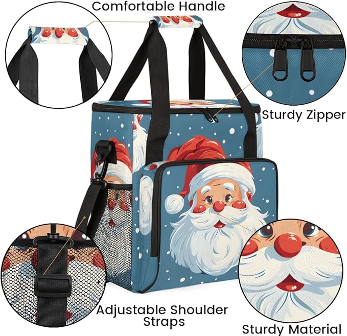 Cute Santa Claus Coffee Maker Carrying Bag Graffiti Santa Claus Travel Storage Bag Compatible with K-Mini or K-Mini Plus Single Serve Coffee Brewer Carrying Case with Pockets &amp Shoulder Strap