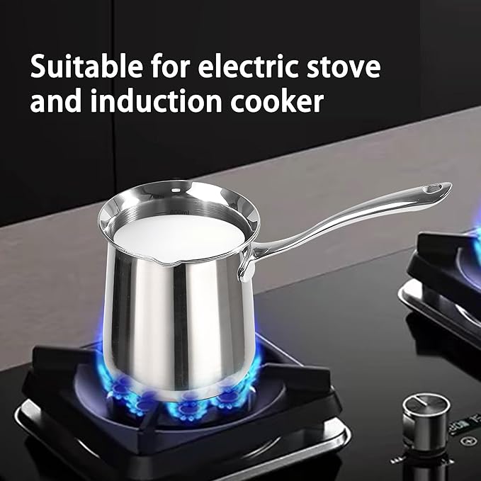 IMEEA Turkish Coffee Pot SUS304 Stainless Steel Coffee Maker for Briki Greek &amp Arabic Cezve Ibrik (20oz)