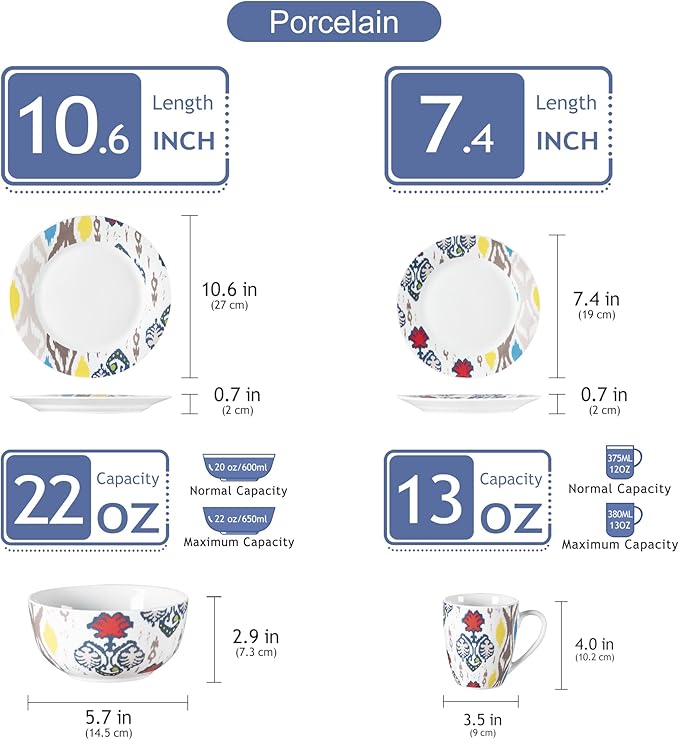 VEWEET Porcelain Dinnerware Set 53
