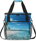 Summer Ocean Coffee Maker Travel Bag for Keurig K-Mini/K-Mini Plus Insulated Waterproof Tote with Pockets for K-Cup Portable Single-Serve Brewer Case