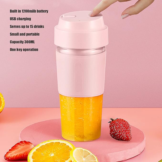 Portable Electric Juicer Cup 300ML USB Charging Handheld Electric Blender Cup with Stainless Steel Blades Make Ice Gaza Milkshakes Juice (#1)