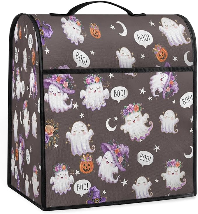 cfpolar Kitchen Aid Mixer Cover Compatible with 6-8 Quarts Halloween Cute Ghosts Stand Mixer Cover Kitchen Aid Mixers Accessories Appliance Organizer Bag Dust Covers with Zipper Pocket