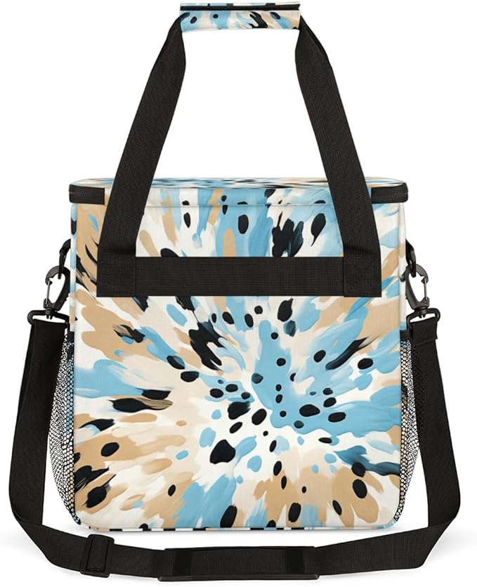 Blue Black Print Coffee Maker Carrying Bag Portable Travel Storage Tote Bag Compatible with K-Mini or K-Mini Plus Single Serve Coffee Brewer Carrying Case with Multiple Pockets &amp Shoulder Strap