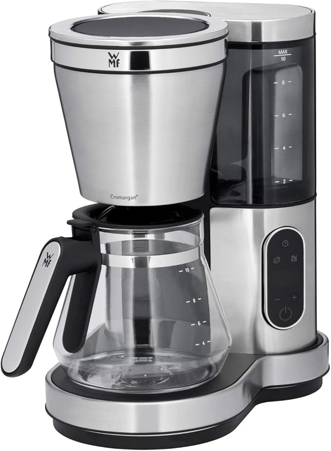 WMF Lumero Filter Coffee Machine Electric Coffee Pot with Glass Carafe Filter Coffee 10 Cups Timer Function Heating Plate Removable Water Tank Auto Shut-Off 1000W