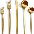 CEKEE Gold Silverware Set 40 Piece Gold Utensils Set Service for 8 Stainless Steel Flatware Set Include Knives Spoons and Forks Cutlery Set for Kitchen Home Restaurant Wedding Satin Finish