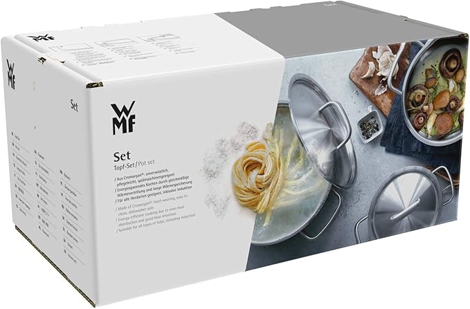 WMF Pot Set 4-Piece Diadem Plus Pouring Rim Glass Lid Cromargan® Stainless Steel Polished Suitable for Induction Hobs Dishwasher-Safe