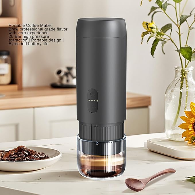 Fockety Portable Espresso Maker 20 Bar USB Rechargeable Self Heating Electric Espresso Machine Travel Coffee Maker for Camping Outdoorlife Business Trip