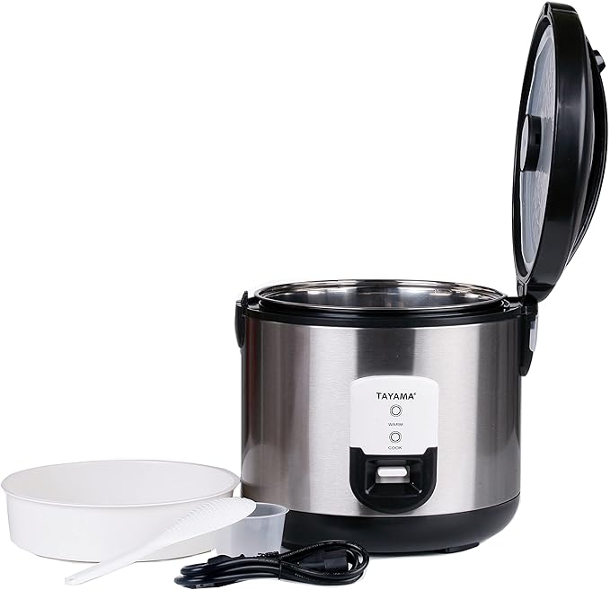 Tayama 20-Cup Stainless Steel Automatic Rice Cooker &amp Food Steamer Black