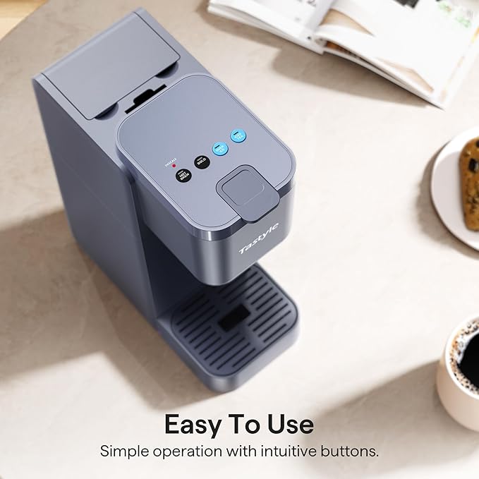 Single Serve Coffee Maker for K Cup Ground and Tea Hot and Iced Coffee Machines with Bold Setting 6 to 16 Oz Brew Sizes Compact for Small Spaces Gray (2.0 Version)