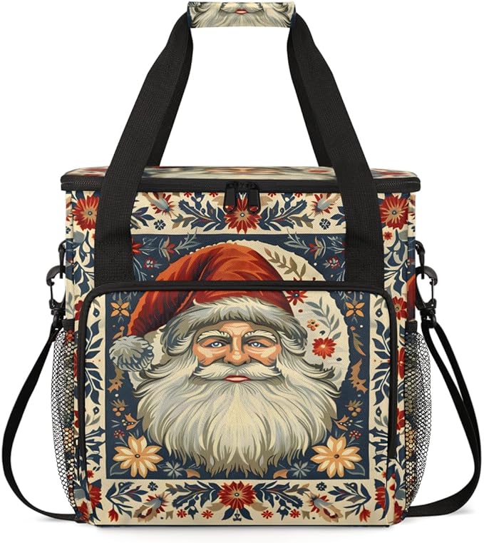 Cute Santa Claus Coffee Maker Carrying Bag Glowing Santa Claus Travel Storage Bag Compatible with K-Mini or K-Mini Plus Single Serve Coffee Brewer Carrying Case with Pockets &amp Shoulder Strap