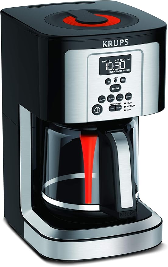 KRUPS Thermobrew EC324050 Savoy Programmable Coffee Maker 14 Cup 9.6 X 8.3 X 14.2 In Black &amp Silver