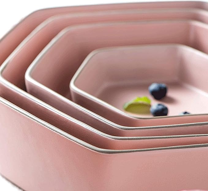 Porcelain Dinnerware Sets Plates and Bowls Sets Ceramics Dinner Sets 22 Pieces Pink Porcelain Dinnerware Set | Nordic Style Cereal Bowl and Steak Plate for Wedding Gift