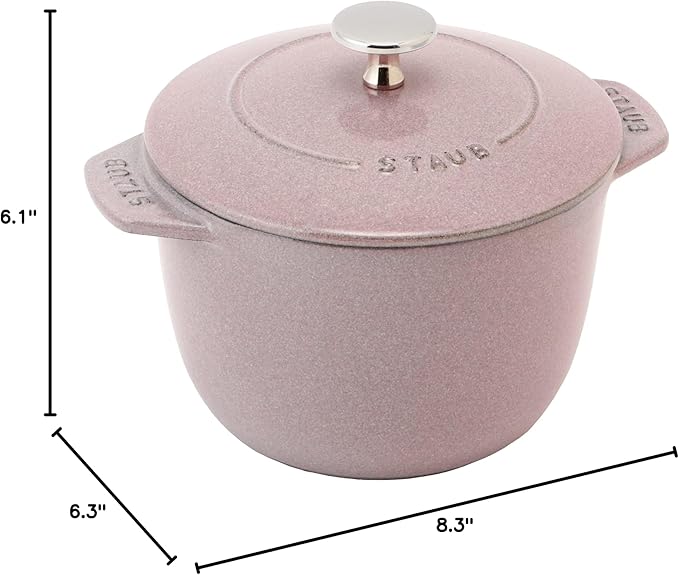 Staub La Cocotte de GOHAN 40508-854 Chiffon Rose M 6.3 inches (16 cm) Rice Pot 2 Pieces Cast Iron Pot Rice Cooker (Genuine Japanese Product with Serial Number)