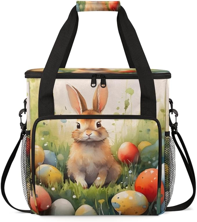 Easter Bunny Coffee Maker Carrying Bag Easter Egg Travel Storage Bag Compatible with K-Mini or K-Mini Plus Single Serve Coffee Brewer Carrying Case with Multiple Pockets &amp Shoulder Strap
