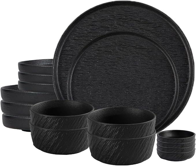 Matte Ceramic Dinnerware set for 4 16 Pieces Kitchen Plates and Bowls Set Porcelain Dish set for 4 Dishware Sets Stoneware Dinner Plates Sets Platos de Cocina Vajilla