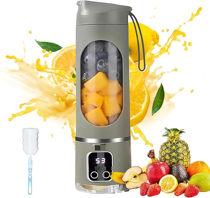Digital Display Juicer 450ml Portable Digital Display Juicer With 12 Stainless Steel Blades For Smoothies Liquid Diet(#03)