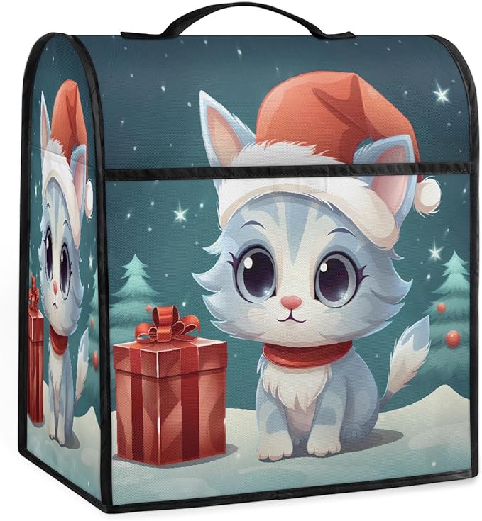 cfpolar Kitchen Aid Mixer Cover Compatible with 6-8 Quarts Christmas Hat Cute Cat Stand Mixer Cover Kitchen Aid Mixers Accessories Appliance Organizer Bag Dust Covers with Zipper Pocket