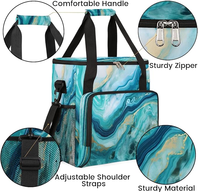 Blue Marble Texture Coffee Maker Carrying Bag for Keurig K-Mini or K-Mini Plus Storage Portable Coffee Maker Travel Bag