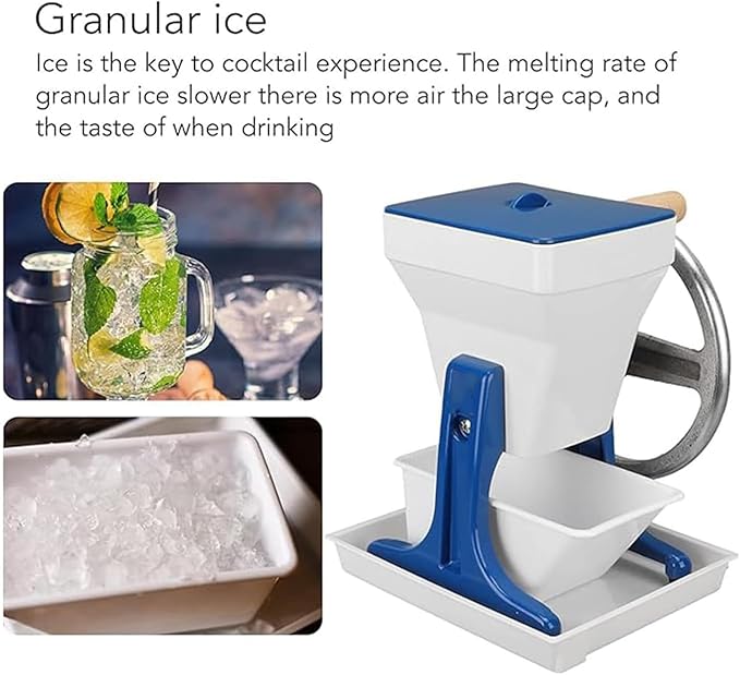 Commercial Manual ice Crusher Portable Rotary ice Crusher with Stainless Steel Blades Hand-cranked ice Machinefor Home Restaurant and Party use
