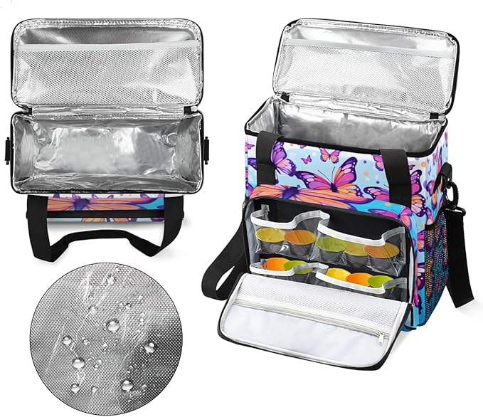Abstract Butterfly Coffee Maker Carrying Bag Portable Travel Storage Tote Bag Compatible with K-Mini or K-Mini Plus Single Serve Coffee Brewer Carrying Case with Multiple Pockets &amp Shoulder Stra