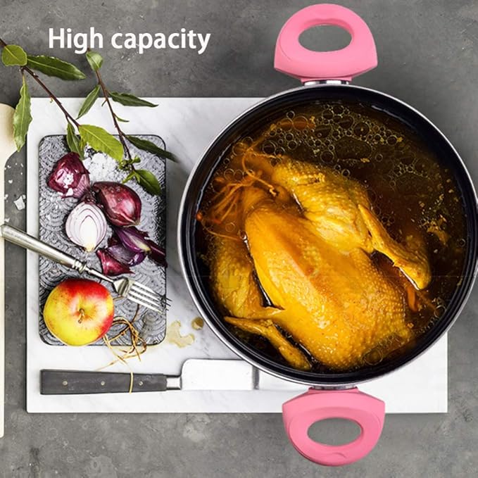 3-Piece Cookware Set Aluminum Non-Stick Cookware Glass Lid Comfortable Handle Suitable Cooker Easy to Clean Frying Pan/B