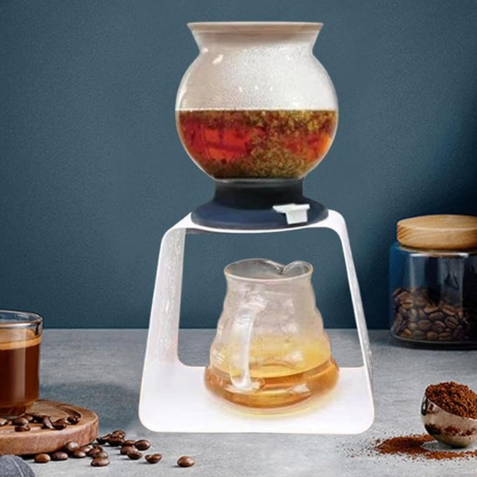 Pour Over Coffee Maker Stand Drip Station Tool Stainless Steel Cafe Accessory Filter Holder for Kitchen Office Bar White (White)