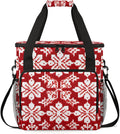 Christmas Snowflake Coffee Maker Carrying Bag Red Ethnic Pattern Travel Storage Bag Compatible with K-Mini or K-Mini Plus Single Serve Coffee Brewer Carrying Case with Pockets &amp Shoulder Strap