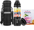 Portable Blender with Insulated Carrying Case &amp Recipe Book for Shakes and Smoothies 24 OZ Personal Juicer Electric Protein Shaker Bottle Mini Small Blender Cup with USB-C Rechargeable Travel L