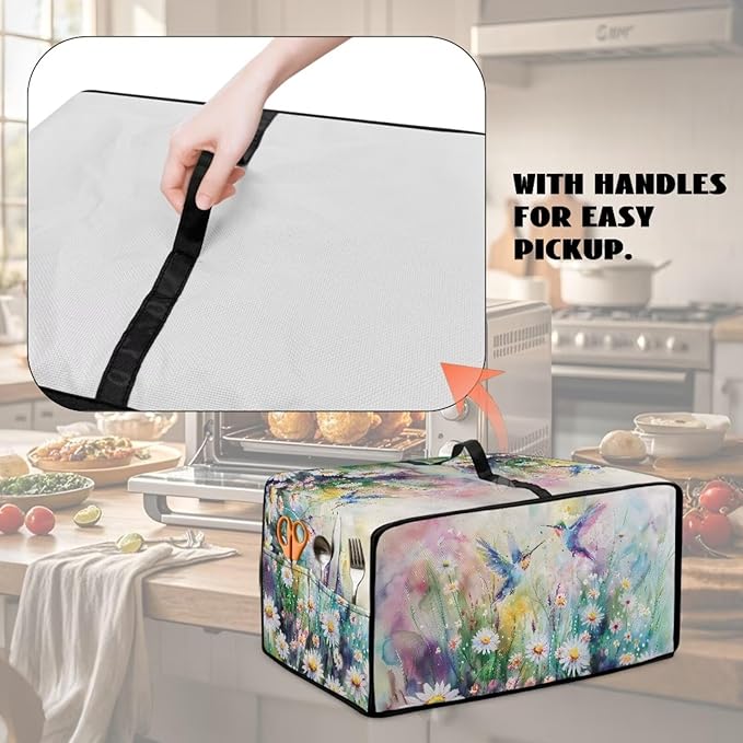 Hummingbird Daisy Print Air Fryer Toaster Dust Cover Washable Microwave Oven Cover Kitchen Small Appliance Protector S