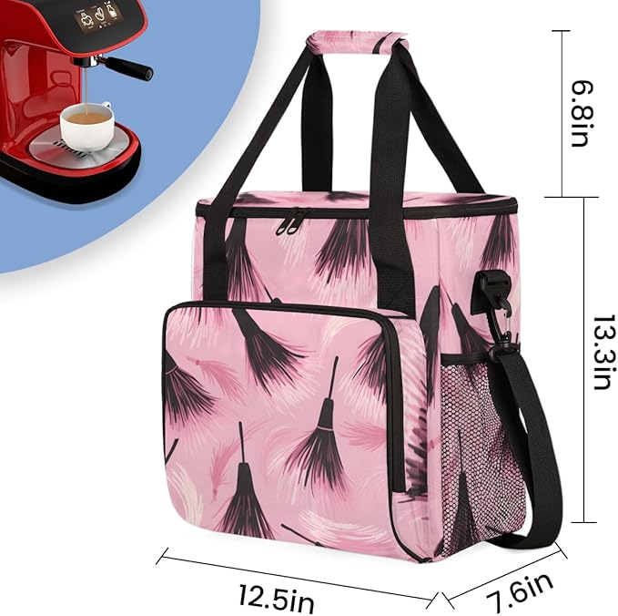 Halloween Broom Coffee Maker Carrying Bag Portable Travel Storage Tote Bag Compatible with K-Mini or K-Mini Plus Single Serve Coffee Brewer Carrying Case with Multiple Pockets &amp Shoulder Strap