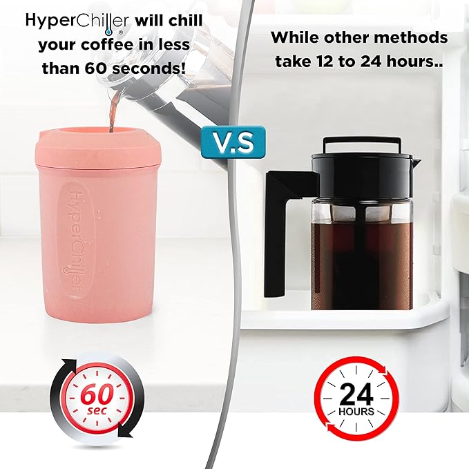 HyperChiller HC2RG Patented Iced Coffee/Beverage Cooler NEW IMPROVEDSTRONGER AND MORE DURABLE! Ready in One Minute Reusable for Iced Tea Wine Spirits Alcohol Juice 12.5 Oz Rose Gold